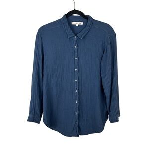 Xirena Scout Blue Long Sleeve Button Down Gauzy Top